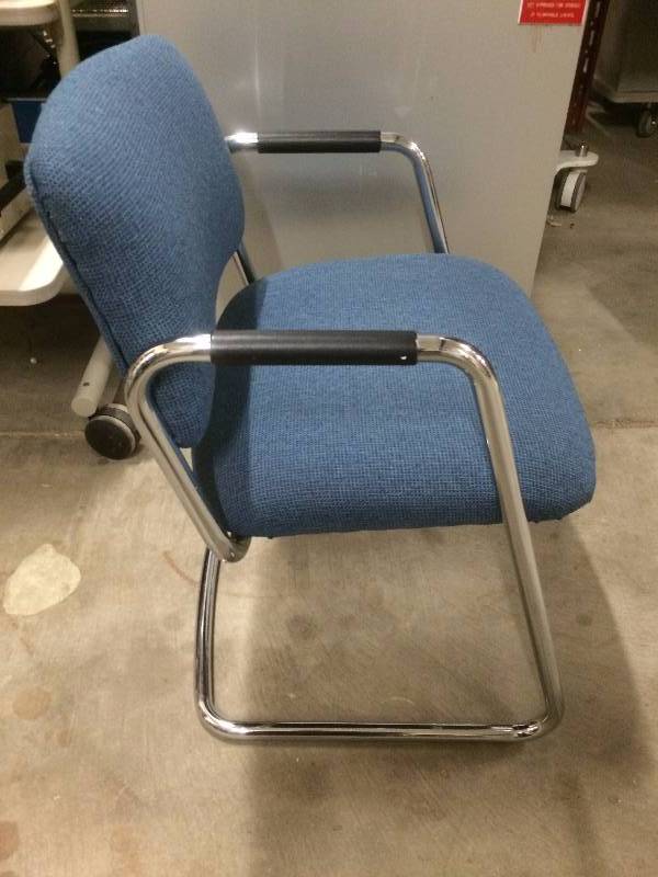 Waiting Room Reception Bariactric Blue Fabric Chair - Great Condition - No Stains