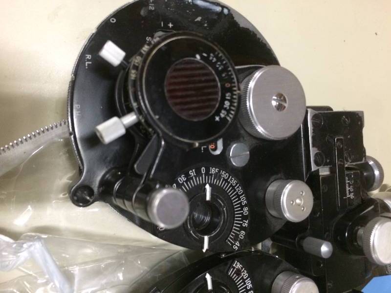lot 26 image: Bausch & Lomb Phoropter Eye Examination Tool & Really A Steampunk Cool Piece Super Working Condition