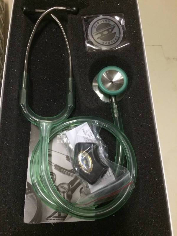 lot 16 image: NEW In BOX American Diagnostic Adscope 603 Adult Stainless Stethoscope (Frosted Seafoam)