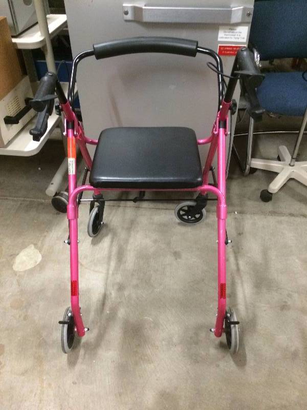 lot 31 image: Lumex RJ4300 (Pink) Walkabout Lite Aluminum Four Wheel Rollator