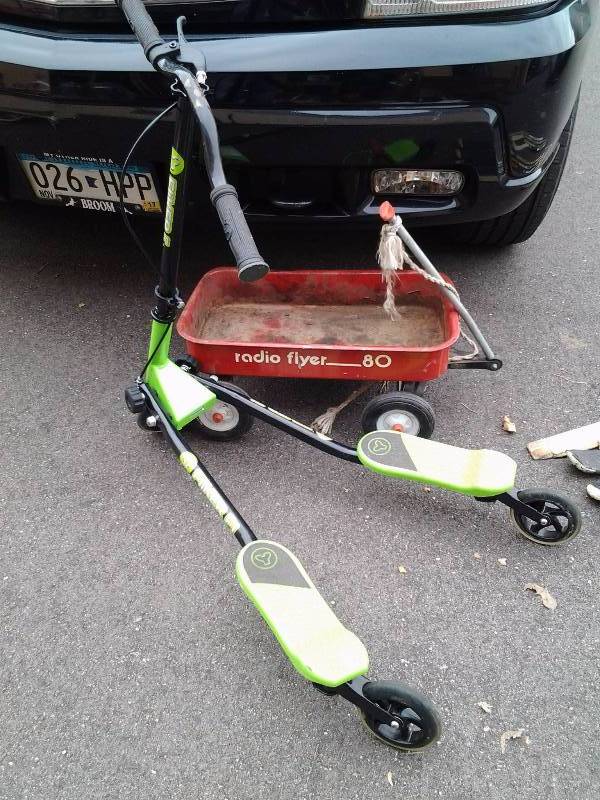 lot 27 image: Flicker F-1 Scooter (Needs Bolts On Handle Bar), Radio Flyer 80 Wagon