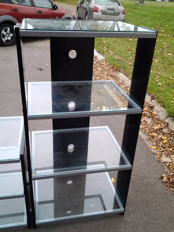 lot 42 image: 3 Piece Glass Media TV ShelfStand