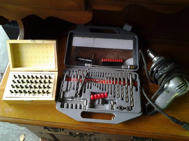 lot 59 image: 38 Inch Drill. Ryobi Bit Set, Punch Set