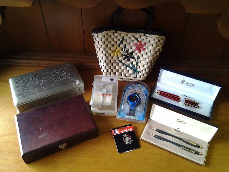 lot 77 image: Watches, Pens, Pin, Jewelry Box