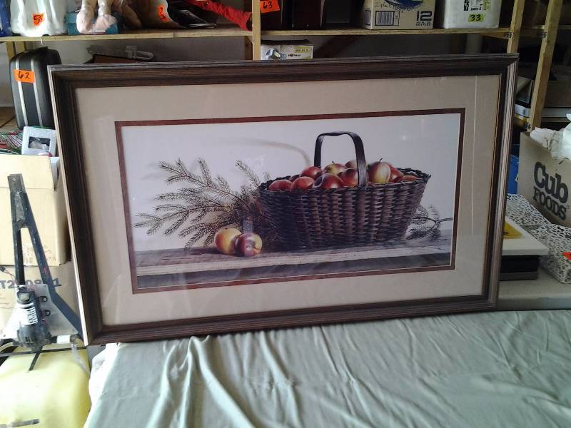 lot 4 image: Framed Picture 23x39 Winter Apples