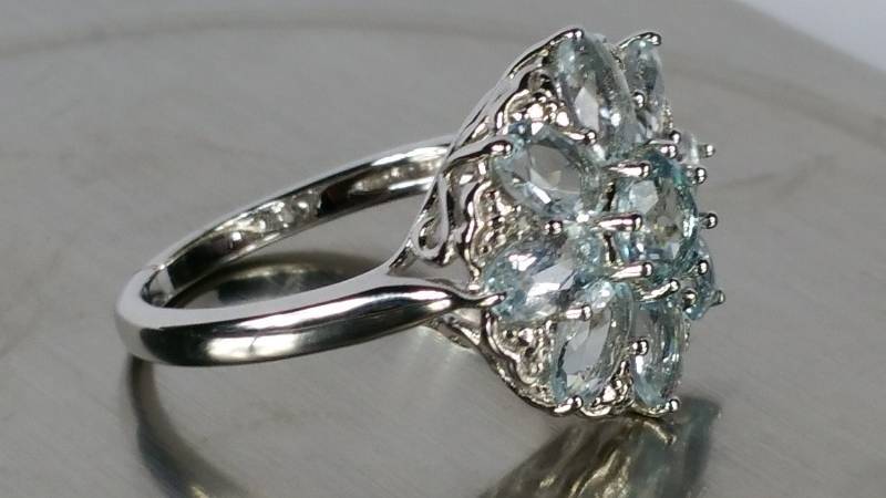 2.85 CT Genuine Aquamarine Estate Ring
