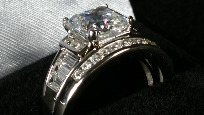 6.78 CT Cushion Cut Flawless White Topaz Wedding Set