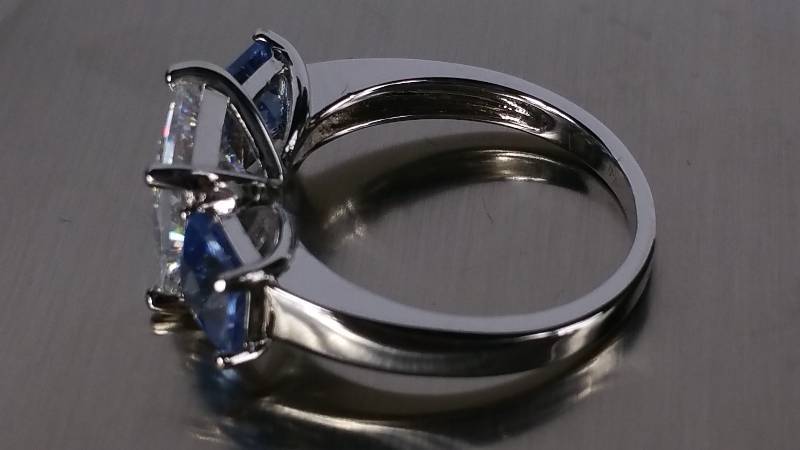 4 CT White Sapphire and Tanzanite Estate Ring