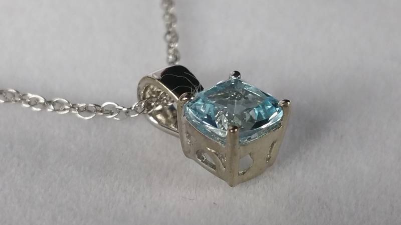 Cushion Cut Blue Topaz Necklace