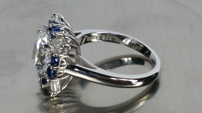 3.25 CT Blue and White Sapphire Dinner Ring
