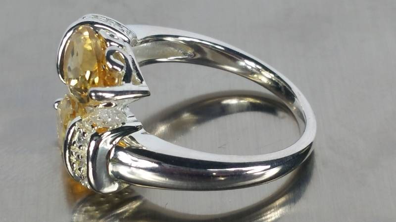 2 CT Genuine Citrine and Diamond Dinner Ring