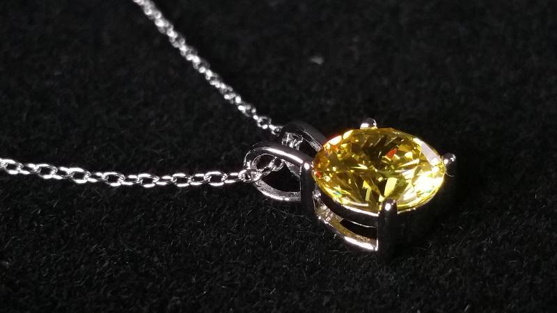 Canary Yellow Topaz Solitaire Necklace