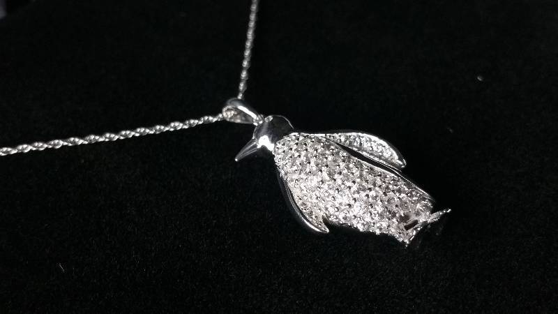 3 CT White Sapphire Penguin Necklace