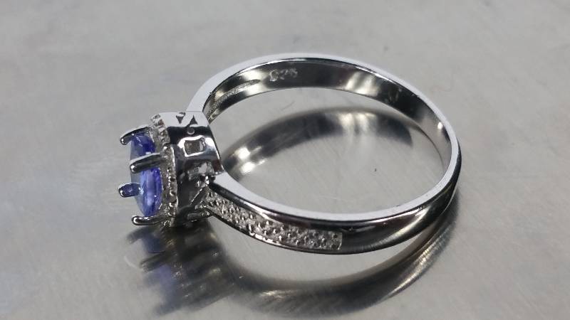 Genuine Tanzanite and Diamond Dinner Ring