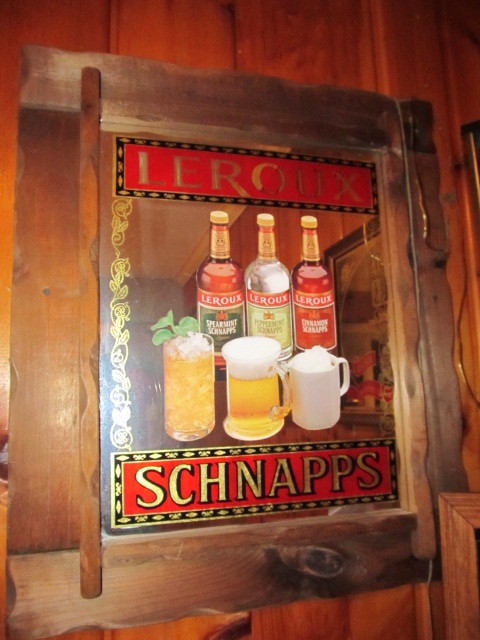 lot 39 image: Vintage LEROUX SCHNAPPS Bar Mirror