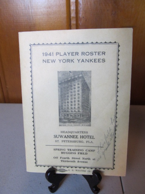 lot 103 image: ORIGINAL 1941 Yankees Spring Training ProgramRoster