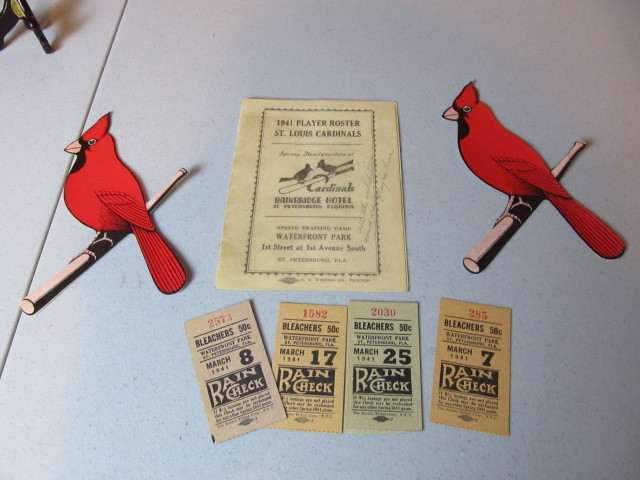 lot 104 image: 1941 St. Louis Cardinals Baseball Program Windshield Stickers Ticket stubs