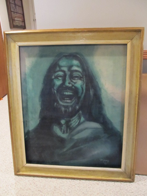 lot 55 image: Laughing Jesus Original 1970 Oil Painting