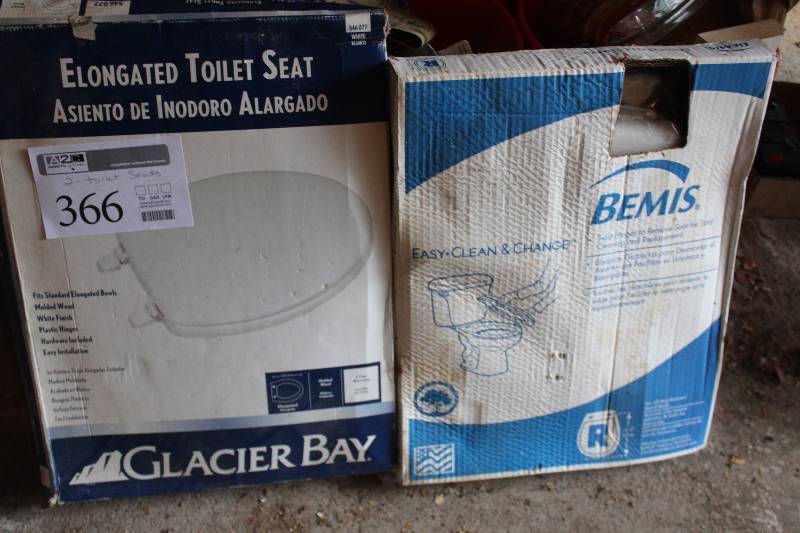 lot 366 image: Lot of (2) Toilet Seats Includes Bemis Round, Glacier Bay Elongated