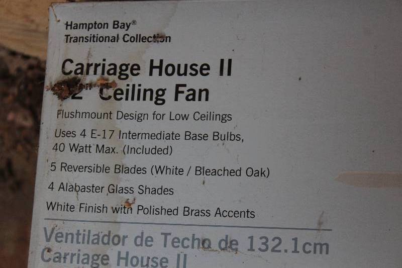 lot 386 image: Hampton Bay Carriage House II Indoor 52in. Ceiling Fan w 4-Shade Light