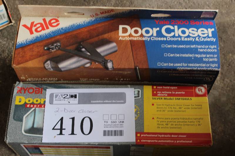 lot 410 image: Lot of (2) Door Closers Includes Yale, Ryobi