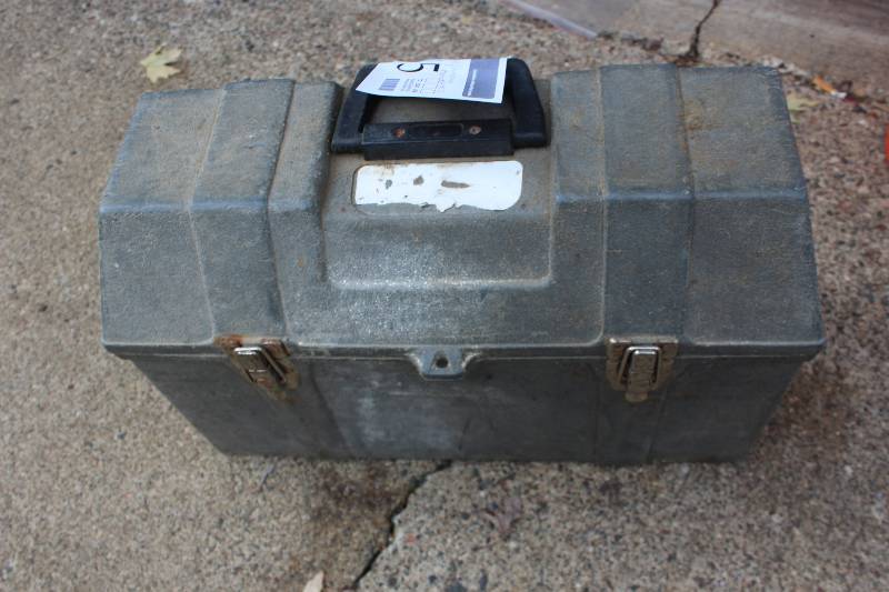 lot 455 image: Tool Box w Plumbing Accessories, Supplies