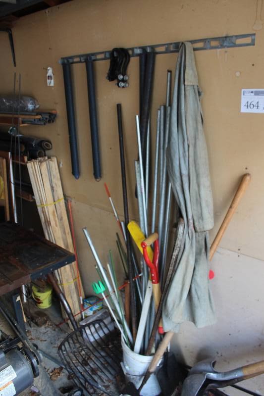 lot 464 image: Shovels, Posts, Bucket of Piping