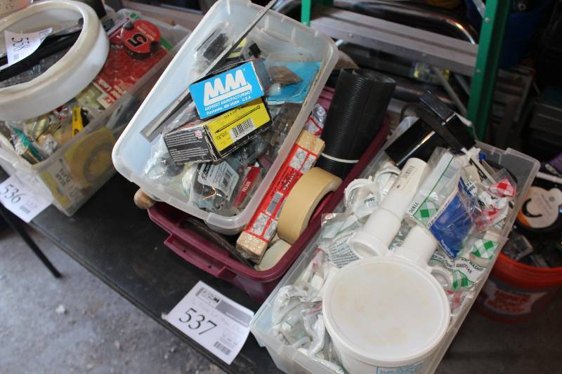 lot 537 image: 12 Table Lot of Misc Hardware, Tools