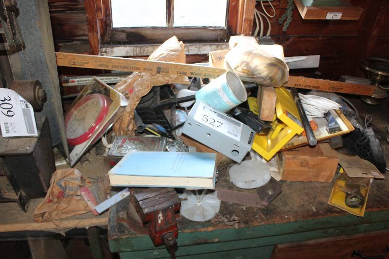 lot 527 image: Miter Box, Bench Vise, Misc Hardware