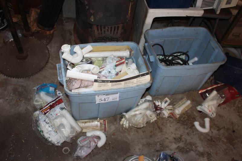 lot 547 image: Lot of (2) Bins of Plumbing Supplies