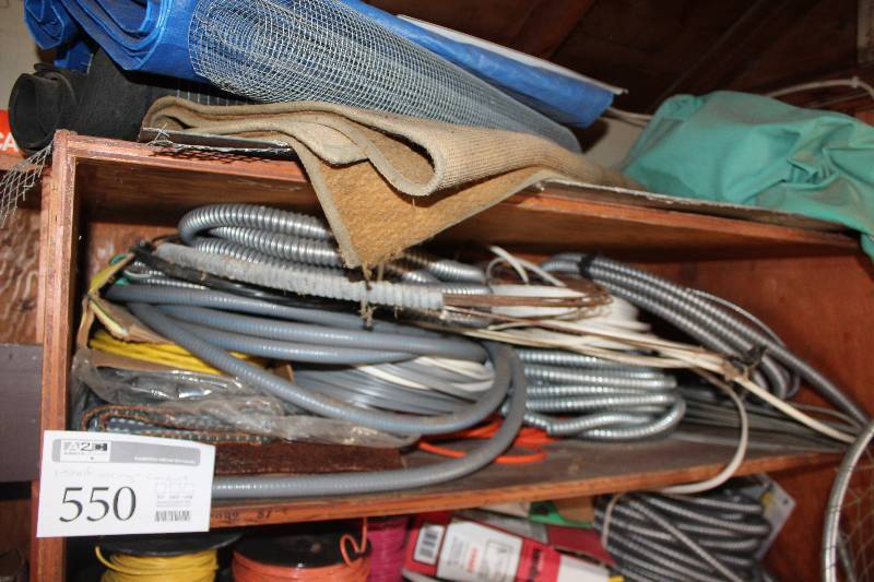 lot 550 image: Shelf Lot of Electrical Supplies Includes Wiring, Conduit