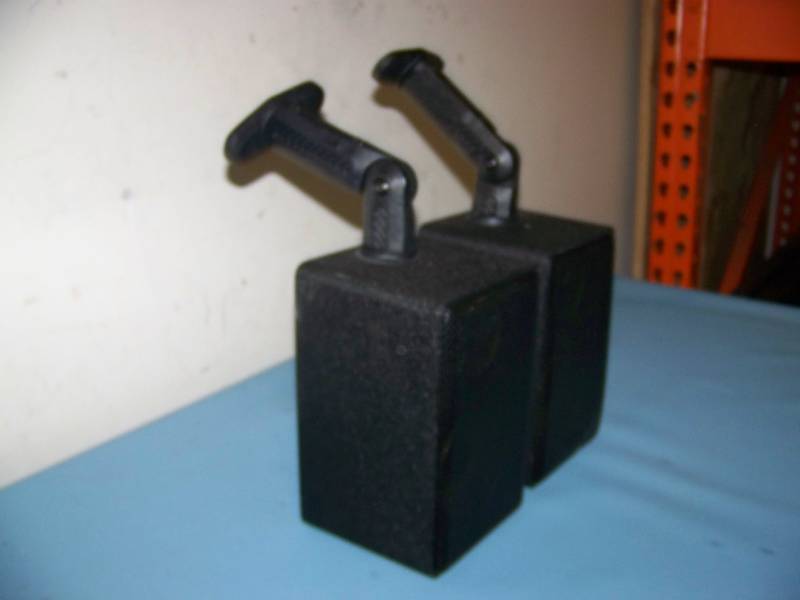 lot 64 image: (Pair) Bookshelf  Satellite Speakers with Wall  Ceiling Mount Brackets