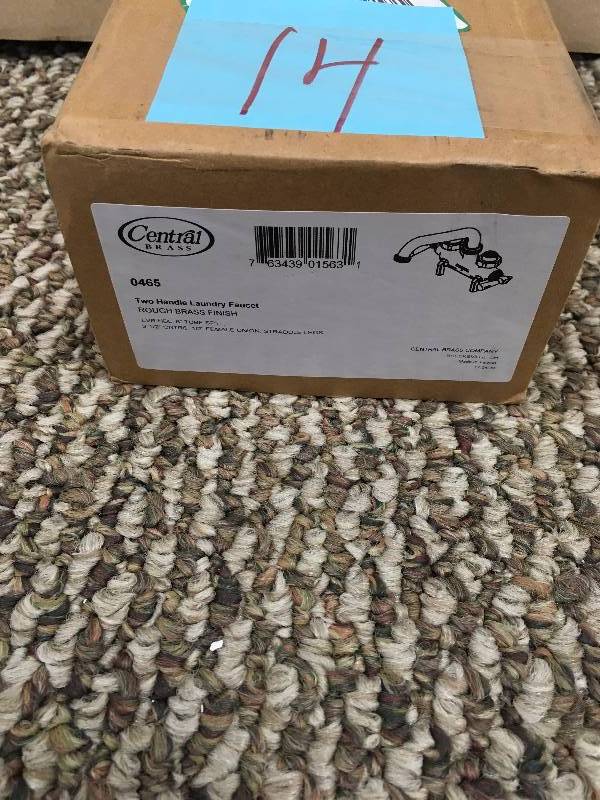 lot 14 image: Central Brass 0465 2-Handle Laundry Faucet never used in box