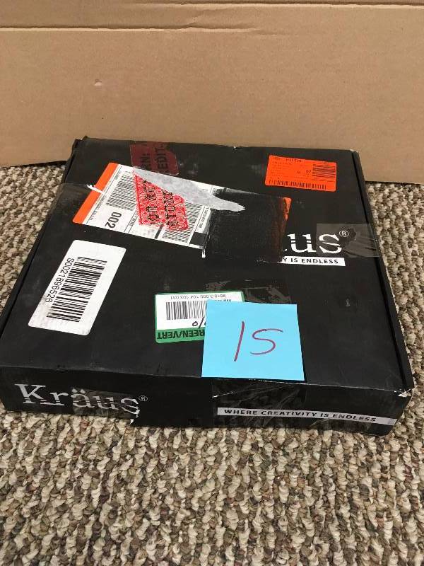 lot 15 image: Kraus FUS-1011SN Arcus Single Lever Basin Bathroom Faucet Satin Nickel never used in box