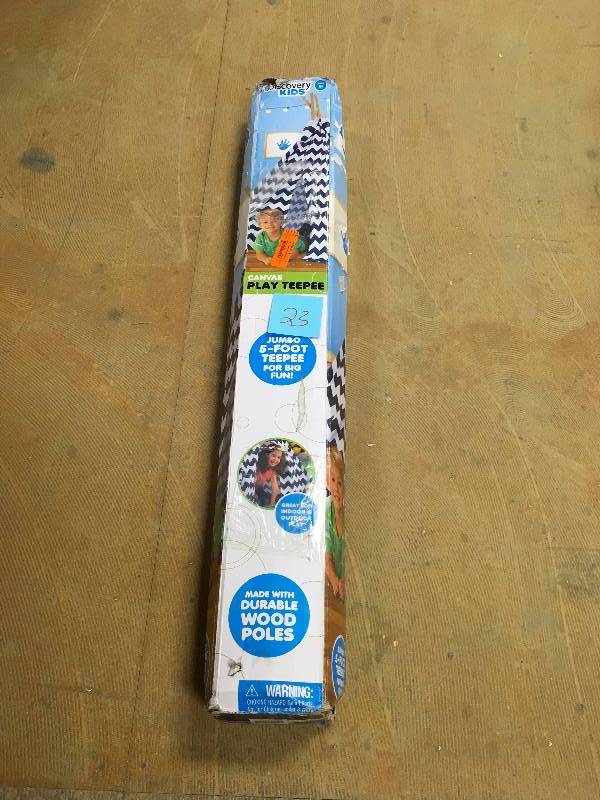 lot 23 image: Discovery Kids Discovery Kids Canvas Teepee Wood and Canvas in box never used