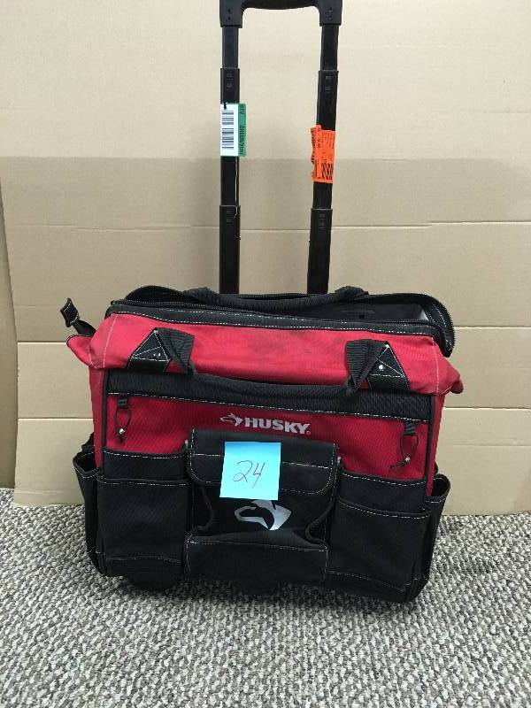 lot 24 image: Husky 18 in. Rolling Tool Tote never used