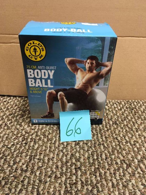 lot 66 image: Golds Gym 75cm Anti-Burst Body Ball in box