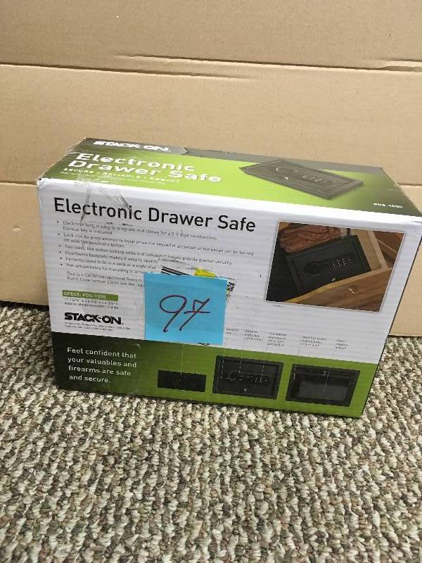 lot 97 image: Stack-On PDS-1500 Drawer Safe with Electronic Lock never used in box
