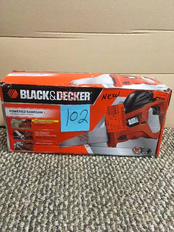 lot 102 image: Black & Decker PHS550B Powered Handsaw in box
