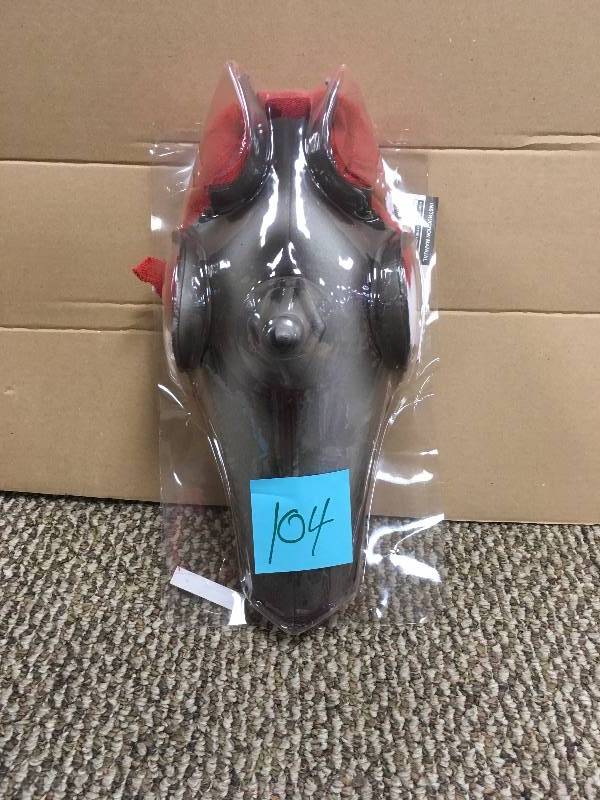 lot 104 image: Halloween Accessory Dress Up Skeleton Horse Including Mask Red Cloak in package never used