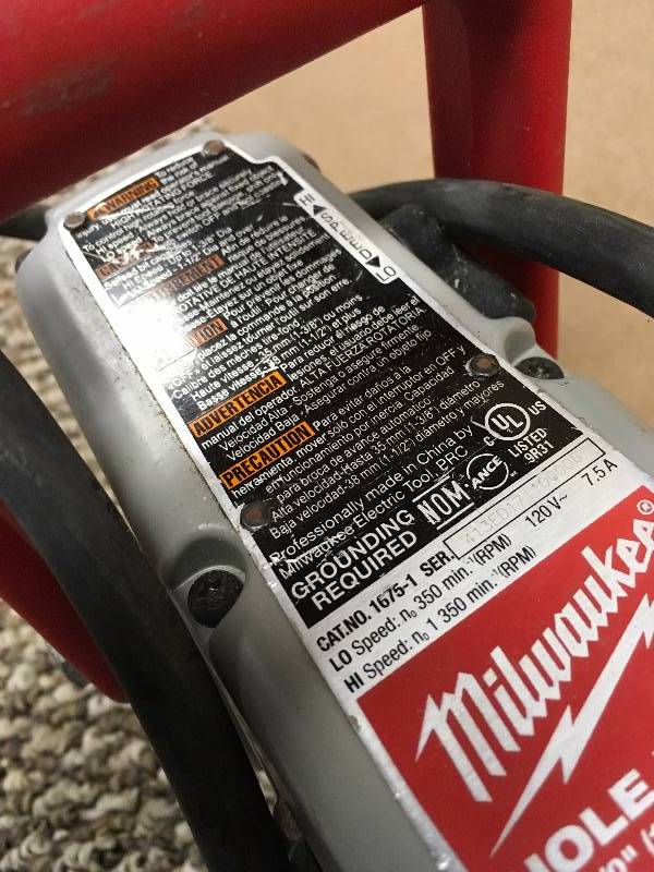 lot 36 image: Milwaukee 1675-6 12 In. Hole Hawg used good working condition MSRP $299