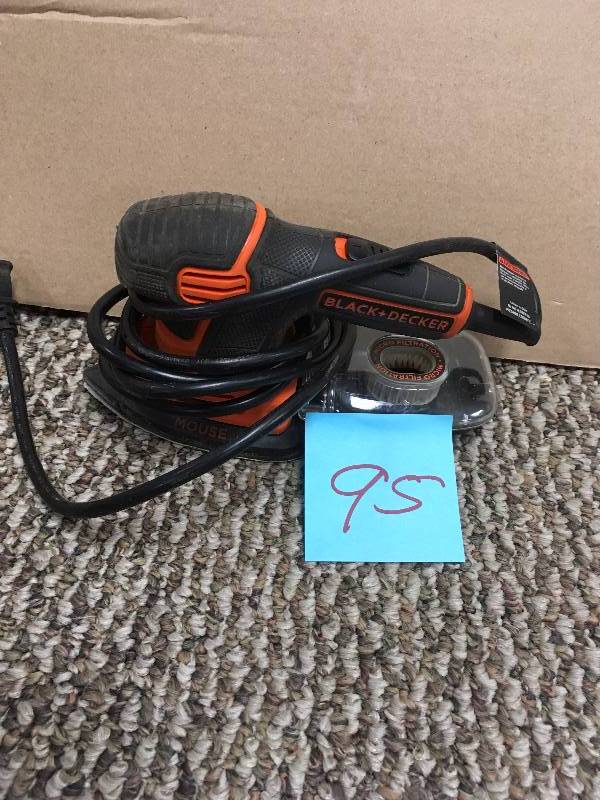 lot 95 image: Blackdecker Mouse Detail Sander, Shock Orange used in box good condition
