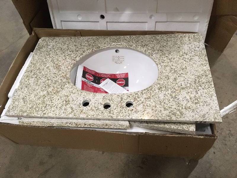 Pegasus Counter Tops 37 in. Granite Vanity Top in Golden Hill with White Basin 3