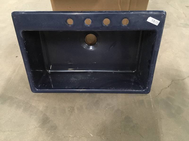 Lyons Industries Essence Drop-In Acrylic 33x22x9 in. 4-Hole Single Basin Kitchen Sink in Black-DKS22ES4-3.5