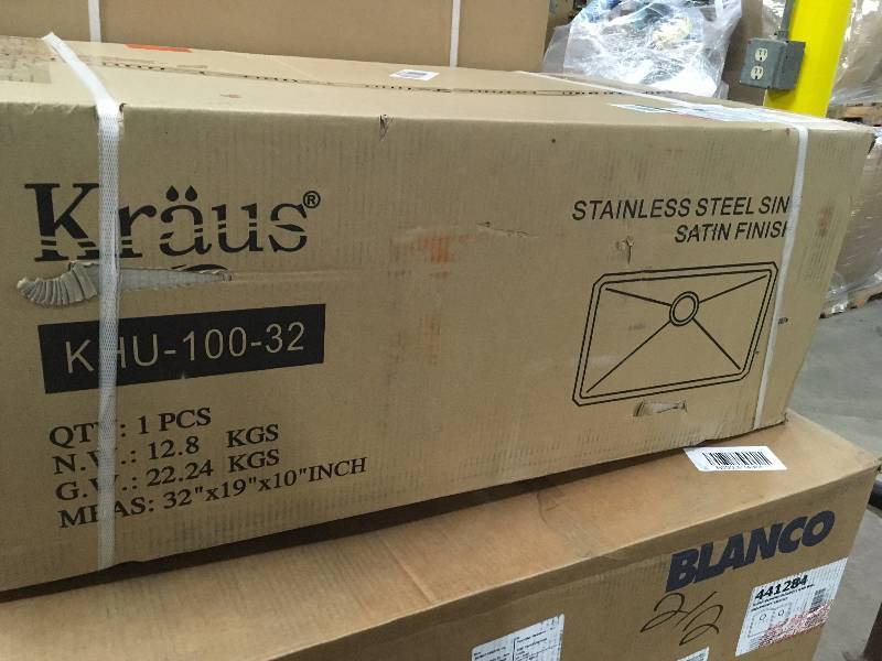 KRAUS Undermount Stainless Steel 32 in. Single Basin Kitchen Sink Kit
