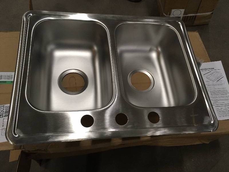 Elkay D225193 25 Inch Drop-In Double Bowl Stainless Steel Sink with 6 14 Inch Bowl Depth
