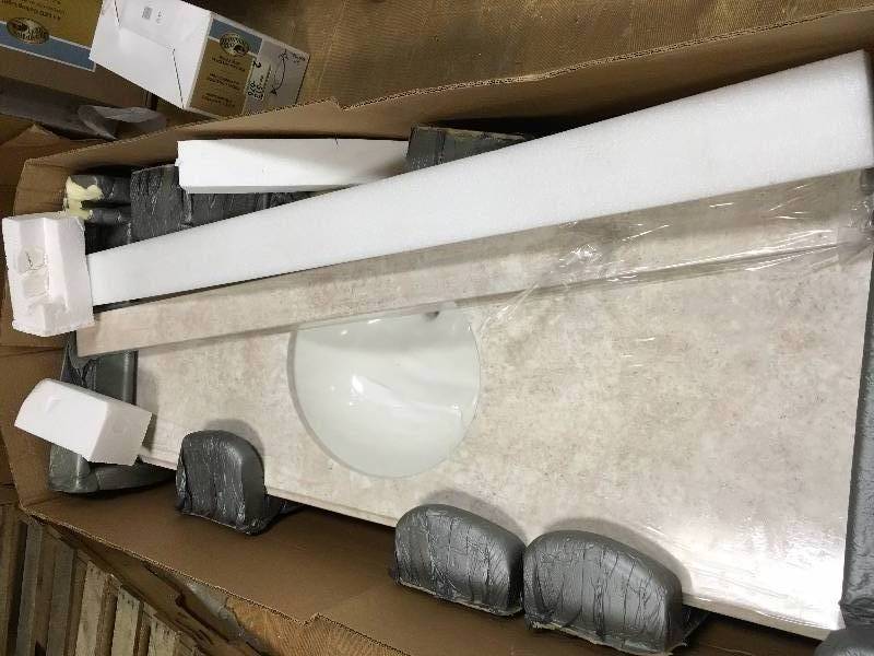 Home Decorators Collection 61 in. W Stone Effects Single Basin Vanity Top in Oasis Model # SEO6122COM-OA open box never used