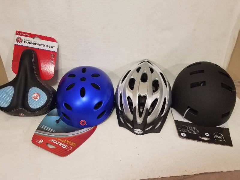 lot 72 image: Lot of New helmets and bike seat