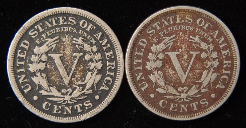 1906 & 1908 LIBERTY V NICKELS VF CLEAR LIBERTY