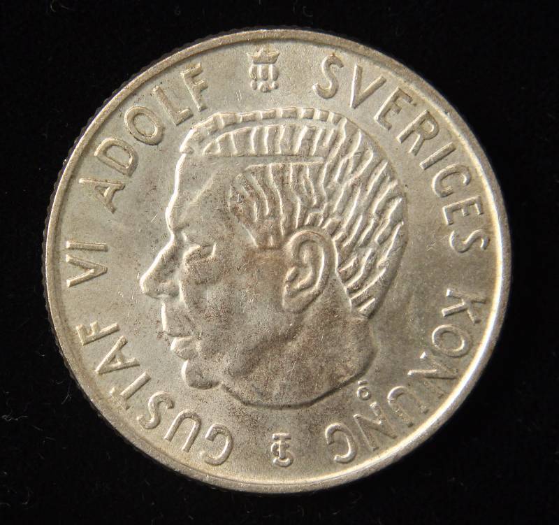 1956 SWEDEN 2 KRONOR (40% SILVER 14 GRAMS) BU UNC